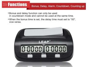 RELOJ LEAP DE AJEDREZ, DIGITAL, PROFESIONAL, PARA JUEGOS DE MESA, CON FUNCIÓN DE ALARMA, COLOR NEGRO