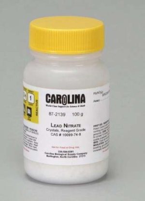 NITRATO DE PLOMO, CRISTAL, GRADO REACTIVO, 100G. #872139 CAROLINA BIOLOGICAL