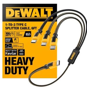 DIVISOR INTELIGENTE USB-C A USB-C DE 100 W DATOS Y CARGA RÁPIDA DEWALT