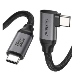 CABLE DE DATOS USB C DE 20 GBPS EN ÁNGULO RECTO SILKLAND