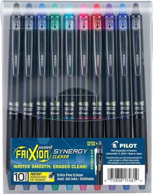 BOLÍGRAFOS DE TINTA DE GEL RETRÁCTILES PILOT, FRIXION SYNERGY CLICKER