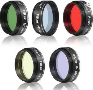 FILTROS DE TELESCOPIO DE 1.25 PULGADAS CON FILTRO NARANJA, VERDE, AMARILLO, AZUL Y LUNA/SKYGLOW PARA
