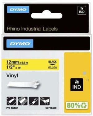 CINTA RHINO 1/2 VINIL NEGRO/AMARILLA 18432