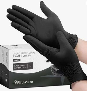 GUANTES SIN LÁTEX, SIN TALCO FIFTHPULSE NEGRO