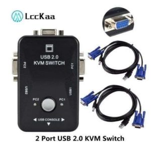 SWITCH KVM USB 2,0 KVM 1920X1440 VGA SVGA, CAJA DIVISORA DE 2 PUERTOS CON DOS CABLES PARA TECLADO, R