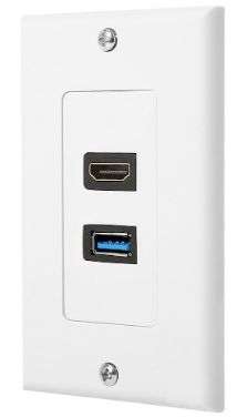 PLACA PARED HDMI Y USB 3.0,BLANCA ZEXMTE