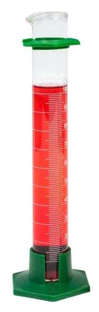 CILINDRO DE VIDRIO DE BOROSILICATO CON BASE DE PLÁSTICO, 100 ML #GP2046