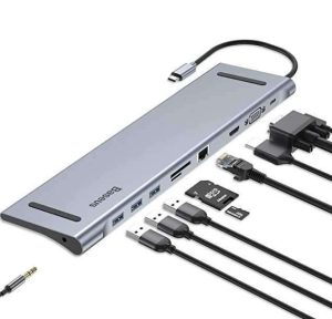 CONVERTIDOR USB C 10 EN 1, RJ45, 3 USB
